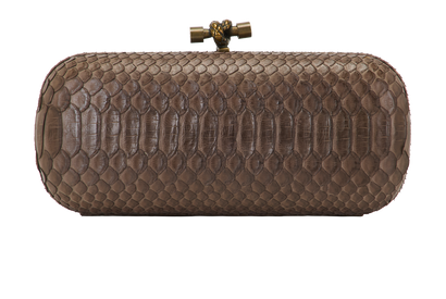 Knot Clutch, &pound;795, Handbags, Brown, Python, Front view